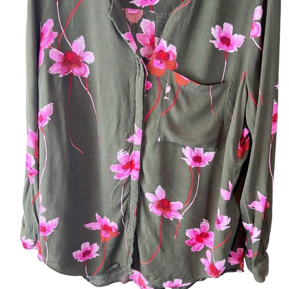 Junarose Women's Blouse US 20 Floral 100% Viscose Long Sleeve Plus Size - Picture 2 of 8